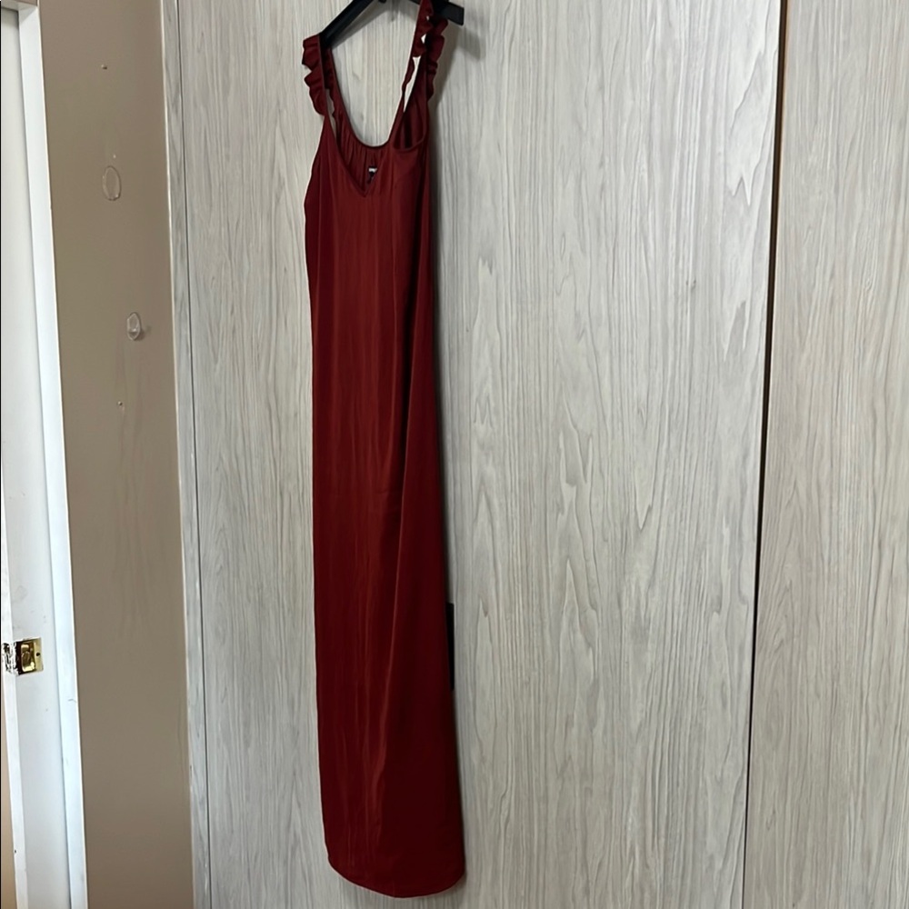Express Red Ruffled Maxi Dress